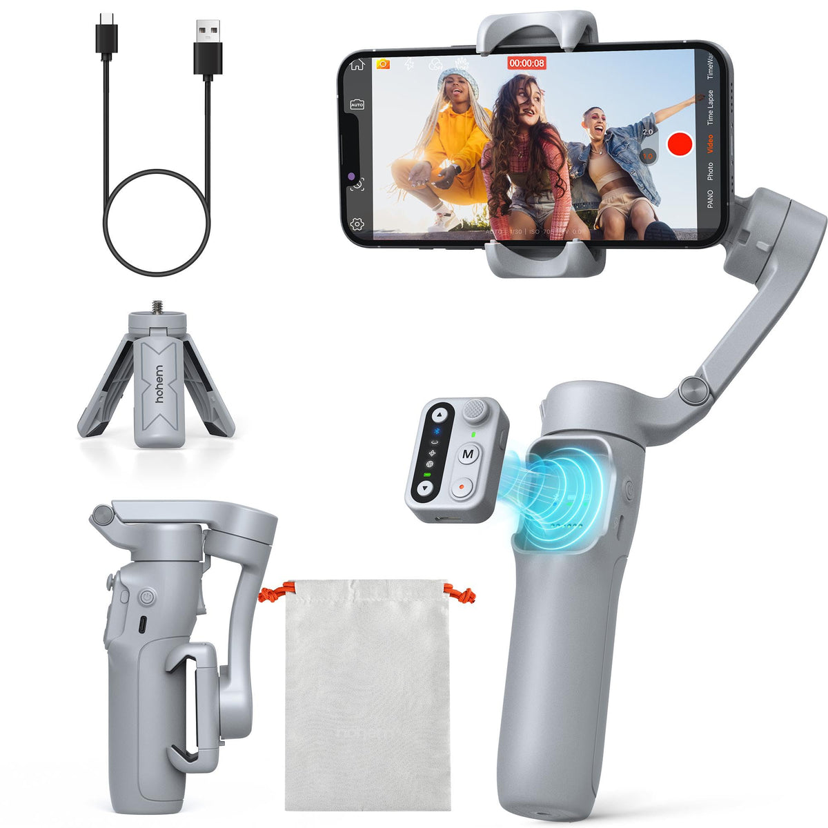 hohem iSteady X3 SE 3-Axis Gimbal Stabilizer for iPhone & Android, Black