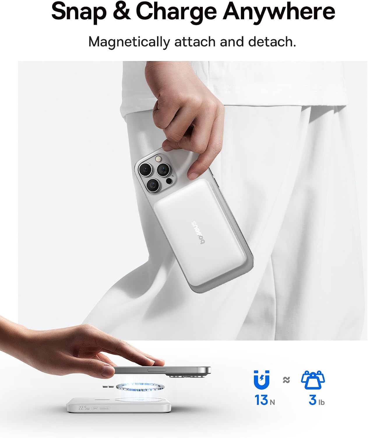 Baseus for MagSafe Portable Charger, Qi2 Certified 15W Wireless Magnetic Power Bank 10000mAh with USB-C Cable 22.5W PD Charging, Battery Pack Compatible with iPhone 17/16/15/14/13 Pro/Pro Max Series