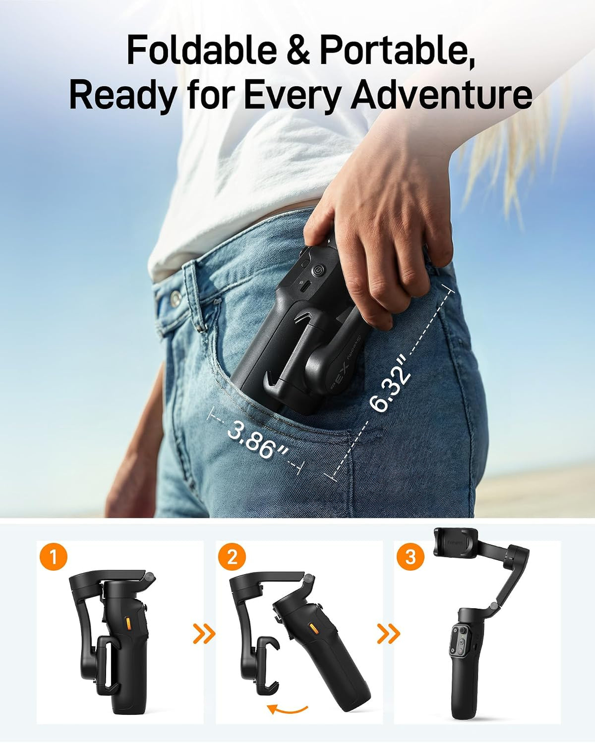 hohem iSteady X3 SE 3-Axis Gimbal Stabilizer for iPhone & Android, Black
