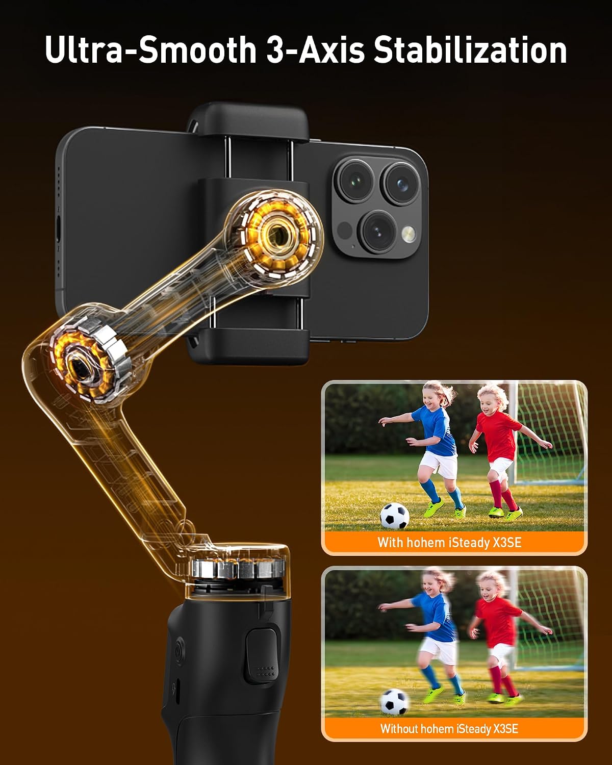 hohem iSteady X3 SE 3-Axis Gimbal Stabilizer for iPhone & Android, Black