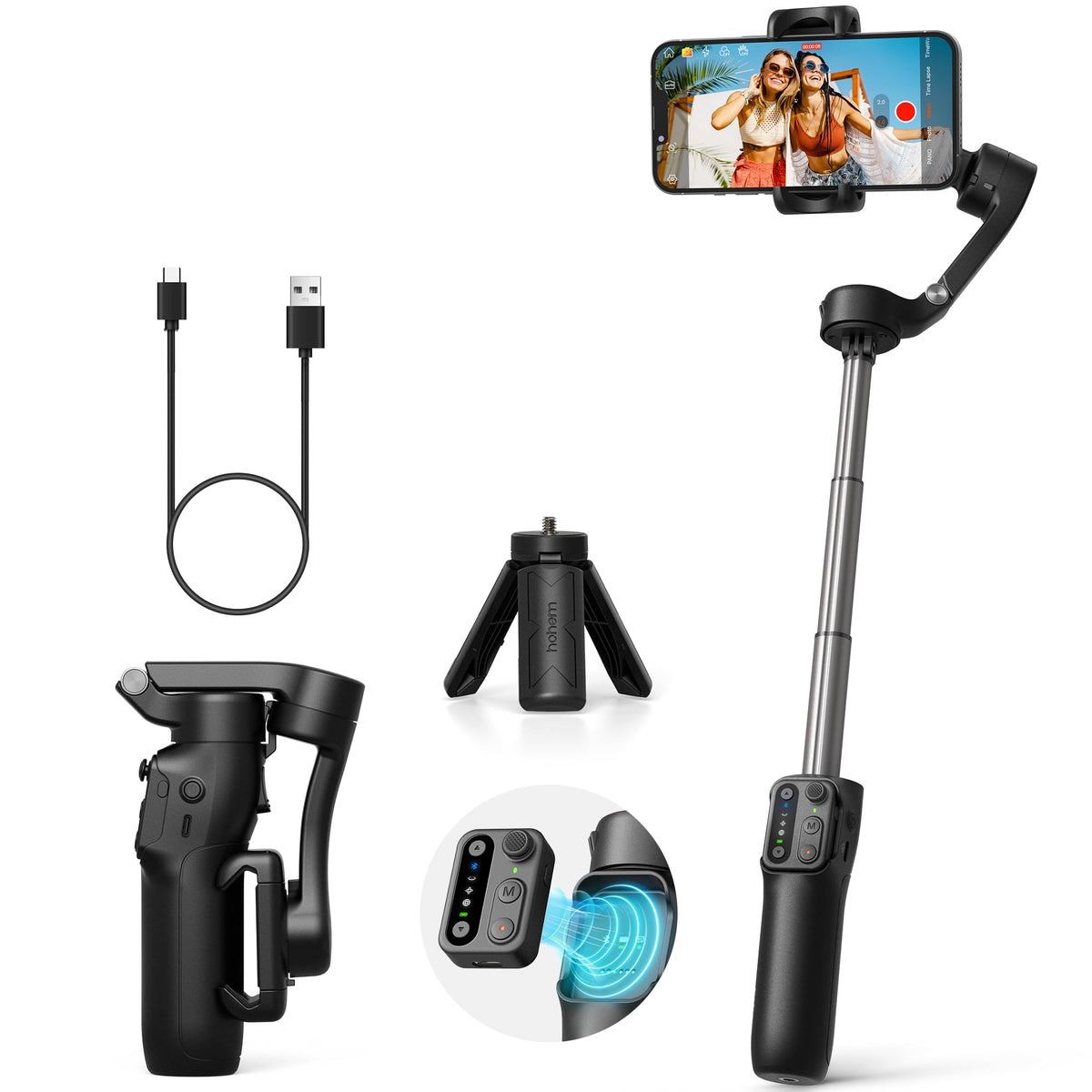 hohem iSteady X3 SE 3-Axis Gimbal Stabilizer for iPhone & Android, Black